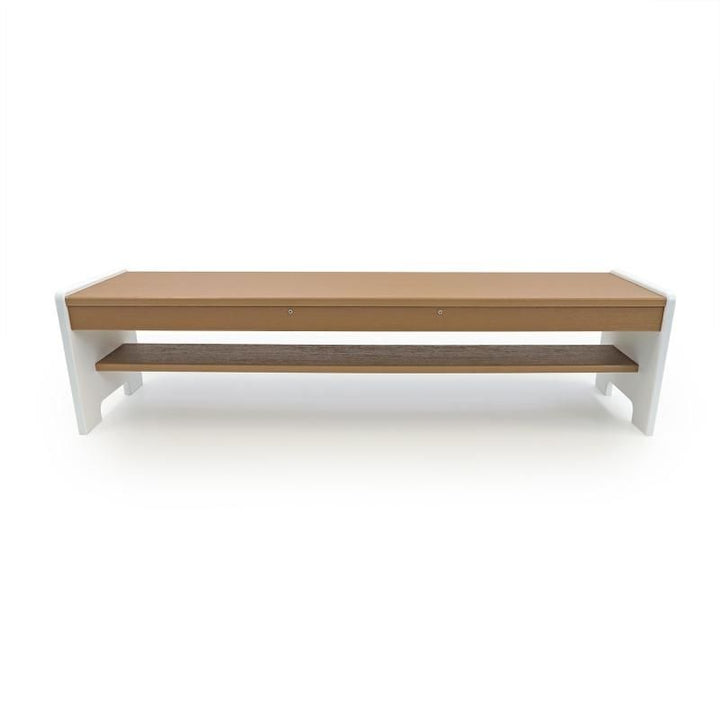 Whitney Brothers outdoorED outdoor classroom bench in portrait view, highlighting weatherproof HDPE construction and polar white panel detail