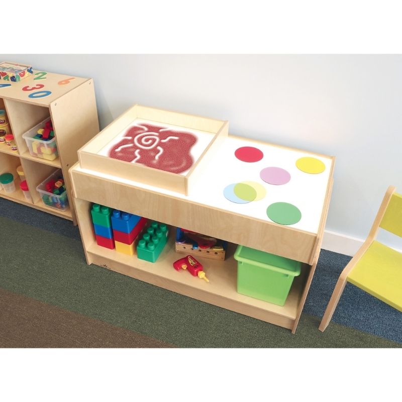 Whitney Brothers Superbright LED Sensory Light Table Large clean product view showing the birch plywood construction and illuminated acrylic surface